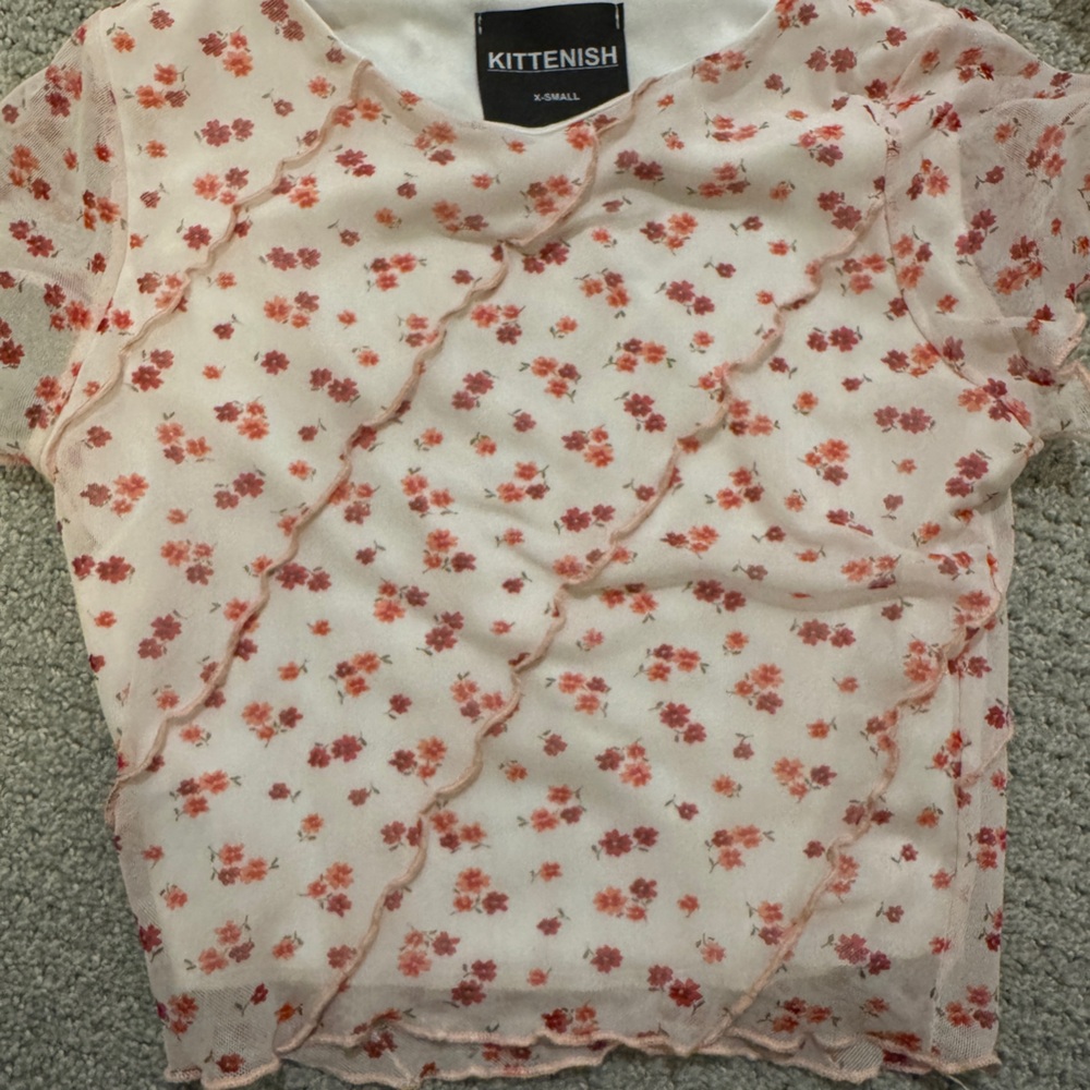 Kittenish Floral Sheer Blouse